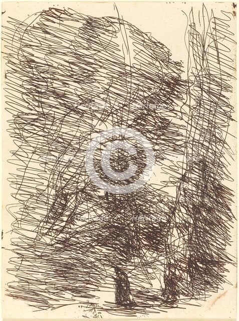 Dreamer under Tall Trees (Le Reveur sous les grands arbres), 1874. Creator: Jean-Baptiste-Camille Corot.