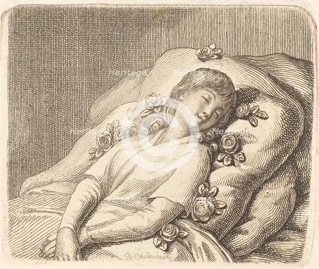 Dreaming on Roses, 1790. Creator: Daniel Nikolaus Chodowiecki.