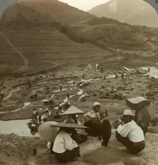 Dredging a river bed for rubies, Mogok, Burma, c1900s(?).Artist: Underwood & Underwood