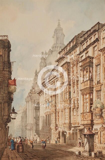 Dresden: The Church of Notre Dame from the Rampische Gasse. Creator: Samuel Prout.