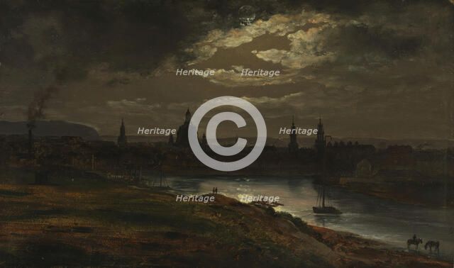 Dresden by Moonlight, 1845. Creator: Johan Christian Dahl.
