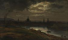 Dresden by Moonlight, 1845. Creator: Johan Christian Dahl
