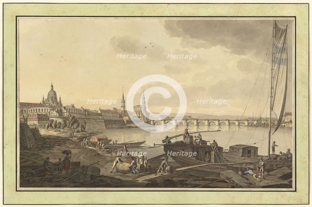 Dresden from the Banks of the Elbe River, 1782. Creator: Adrian Zingg.