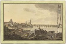 Dresden from the Banks of the Elbe River, 1782. Creator: Adrian Zingg