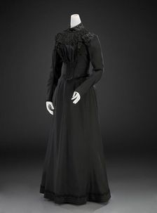 Dress And Cloak (Cloak, Bodice, Skirt; possibly for mourning), early 1880s, cloak; about 1890, dress Creator: The John Shillito Company