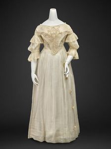Dress (Bodice, Skirt), bodice late 1840s, skirt 1830s-1840s. Creator: Unknown