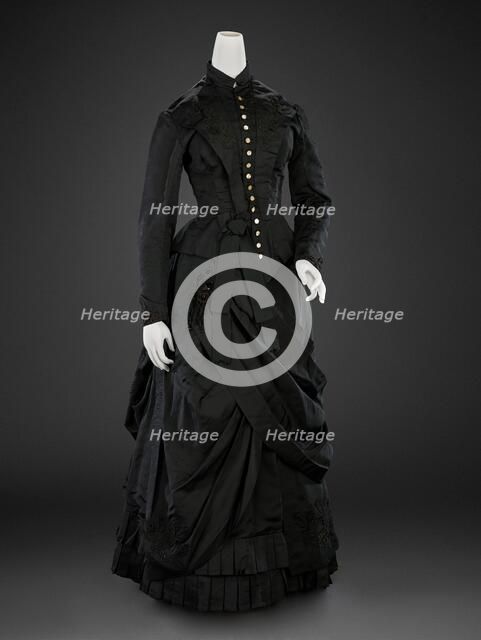 Dress (Bodice, Skirt; possibly for mourning), about 1885. Creator: Unknown.
