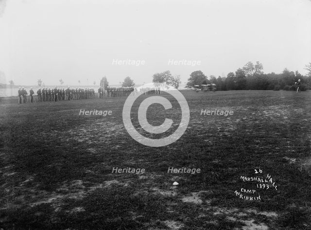 Dress parade - Camp McKibbin, Marshall Hall, [Maryland?], 1893. Creator: Unknown.