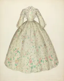 Dress with Cape Collar, 1935/1942. Creator: Mina Lowry