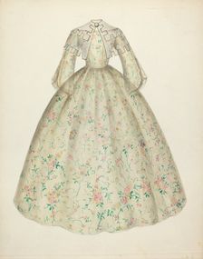 Dress with Cape Collar, 1935/1942. Creator: Mina Lowry