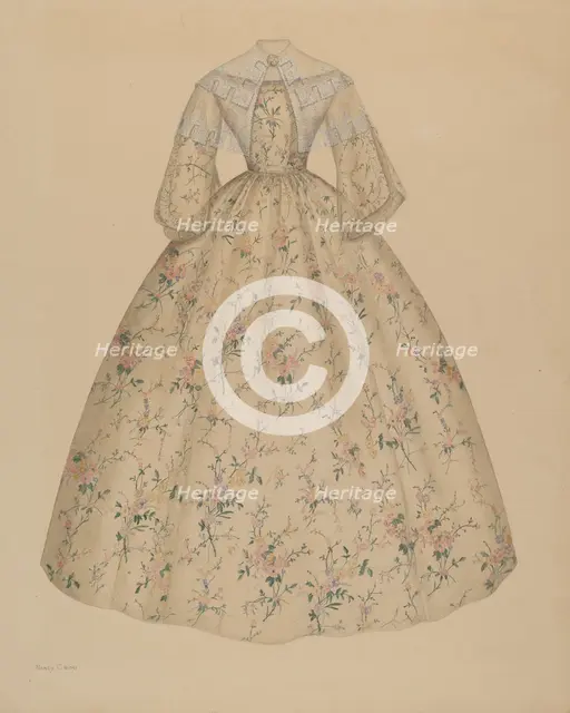 Dress with Cape Collar, 1935/1942. Creator: Nancy Crimi.