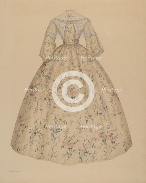 Dress with Cape Collar, 1935/1942. Creator: Nancy Crimi.