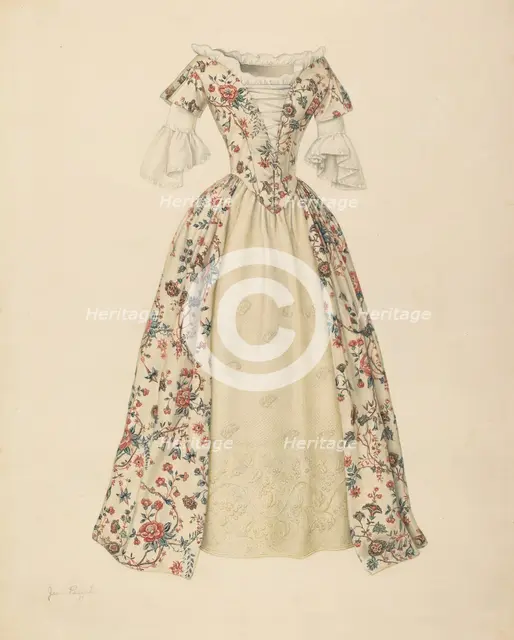 Dress with Quilted Petticoat, 1935/1942. Creator: Jean Peszel.