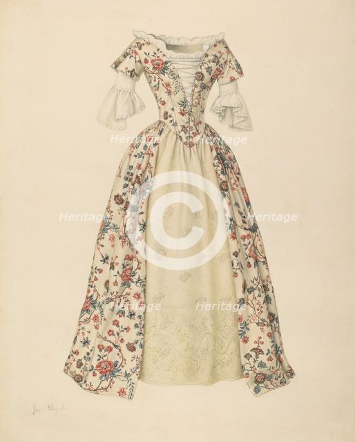 Dress with Quilted Petticoat, 1935/1942. Creator: Jean Peszel.