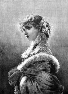 Dressed for the Opera, by E. Tofano, exhibited in Mr. McLean's Gallery, Haymarket, 1883. Creator: Unknown