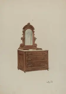 Dresser with Marble Top, c. 1937. Creator: Geoffrey Holt