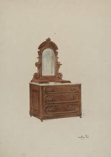 Dresser with Marble Top, c. 1937. Creator: Geoffrey Holt