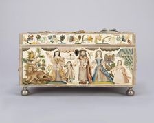 Dressing Box Depicting the Finding of Moses and Scenes from Abraham and Hagar, c. 1668. Creator: Unknown