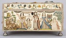 Dressing Box Depicting the Finding of Moses and Scenes from Abraham and Hagar, c. 1668. Creator: Unknown