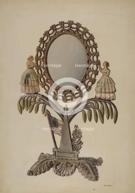 Dressing Mirror (cast iron), 1939. Creator: Paul Ward.