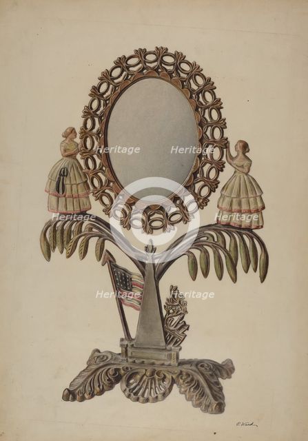 Dressing Mirror (cast iron), 1939. Creator: Paul Ward.