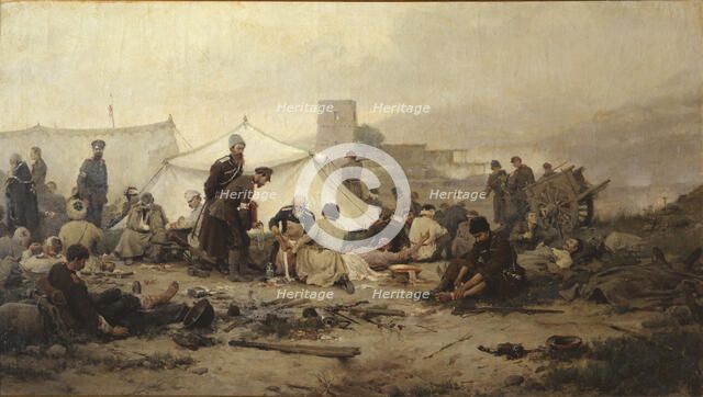 Dressing station, 1893. Artist: Vladimirov, Ivan Alexeyevich (1869-1947)