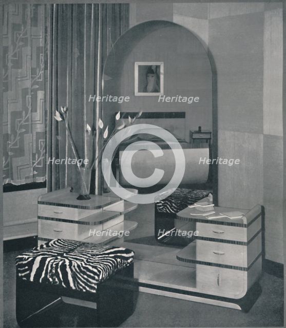 'Dressing-table and stool designed for the Frankl Galleres, Inc.', 1933. Artist: Unknown.