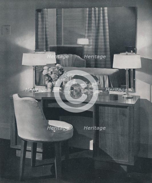 'Dressing table in American walnut with swivel dressing chair to match', 1942. Artist: Unknown.