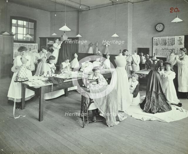 Dressmaking class, Borough Polytechnic, Southwark, London, 1907. Artist: Unknown.