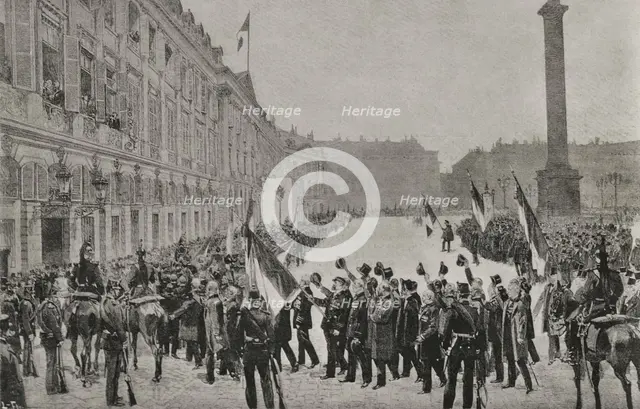 Dreyfus Affair: patriotic demonstration in honour of General Saussier, Paris, France, 1898.  Creator: Unknown.