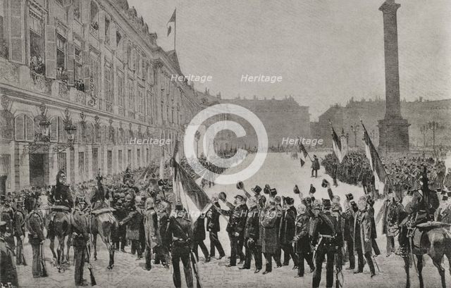 Dreyfus Affair: patriotic demonstration in honour of General Saussier, Paris, France, 1898.  Creator: Unknown.