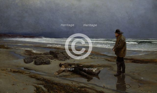 Drifted Ashore, 1884. Creator: Nicolai Martin Ulfsten.