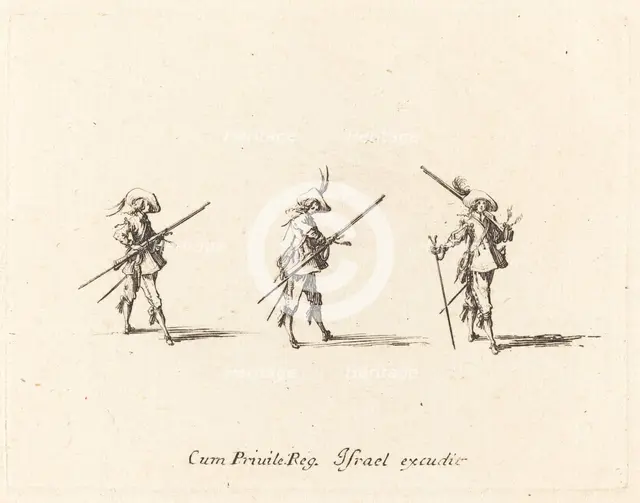 Drill with the Musket, 1634/1635. Creator: Jacques Callot.