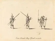 Drill with the Musket, 1634/1635. Creator: Jacques Callot
