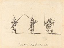 Drill with the Musket, 1634/1635. Creator: Jacques Callot