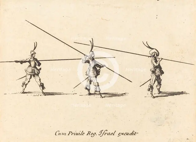 Drill with Tilted Pikes, 1634/1635. Creator: Jacques Callot.