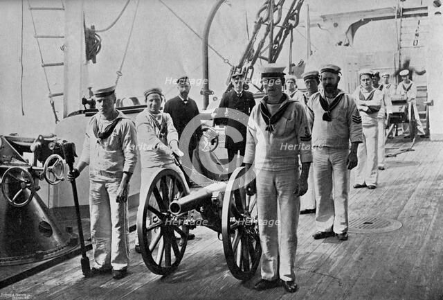 Drill with a light gun on board HMS 'Camperdown', 1895. Artist: Gregory & Co