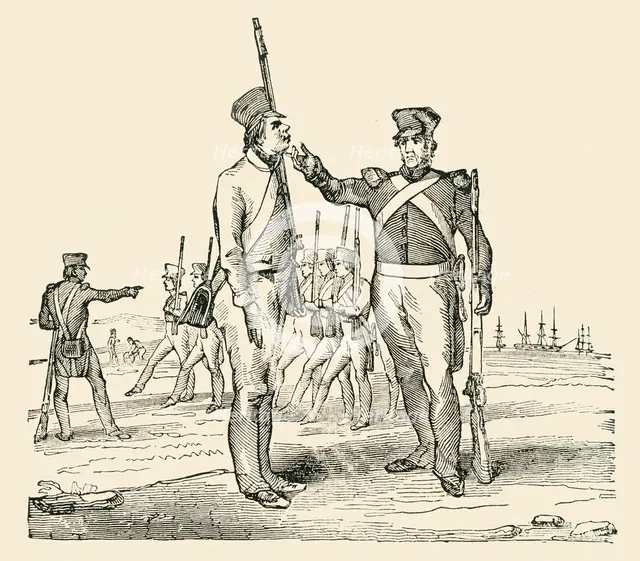 'Drilling raw Recruits', 1849. Creator: Unknown.