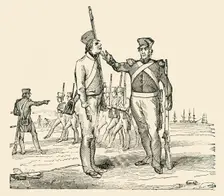 Drilling raw Recruits 1849. Creator: Unknown