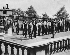Drilling Recruits on the roof of Somerset House, London 1914
