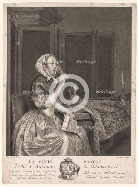 Drinking a Toast. Creator: Gerard ter Borch (Dutch, 1617-1681); Justus Chevillet (French, 1729-1802).