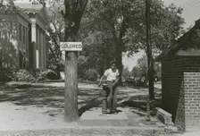 Drinking fountain on the county courthouse lawn, Halifax, North Carolina, 1938-04. Creators: Farm Security Administration, John Vachon