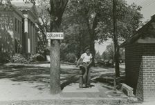 Drinking fountain on the county courthouse lawn, Halifax, North Carolina, 1938-04. Creators: Farm Security Administration, John Vachon
