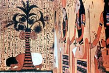 Drinking from the River, temple wall painting, Thebes, Egypt