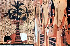 Drinking from the River, temple wall painting, Thebes, Egypt