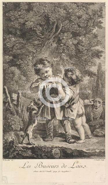 Drinking Milk, 18th century. Creator: Jean Daullé.