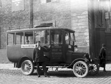 Driver/owner August Rothoff with his Ford bus, Landskrona, Sweden, 1923. Creator: Unknown