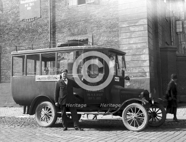 Driver/owner August Rothoff with his Ford bus, Landskrona, Sweden, 1923. Creator: Unknown.