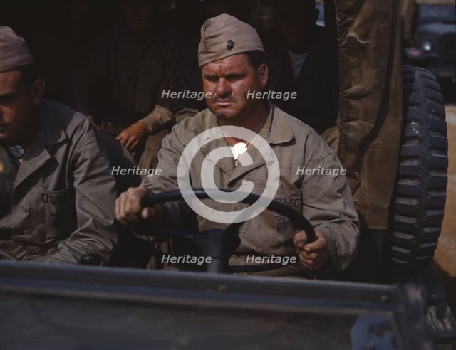 Driver of Marine truck, New River, N.C., 1942. Creator: Alfred T Palmer.
