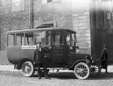 Driver/owner August Rothoff with his Ford bus, Landskrona, Sweden, 1923